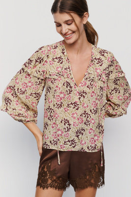 Rebecca Taylor Charlotte Ruffled V-Neck Blouse by Anthropologie