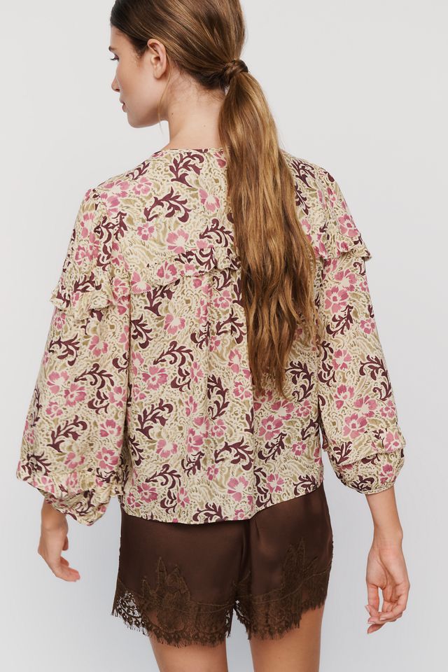 Rebecca Taylor Charlotte Ruffled V-Neck Blouse #1
