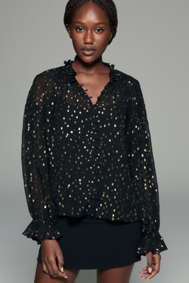 Rebecca Taylor Tiana Silk Blend Blouse by Anthropologie