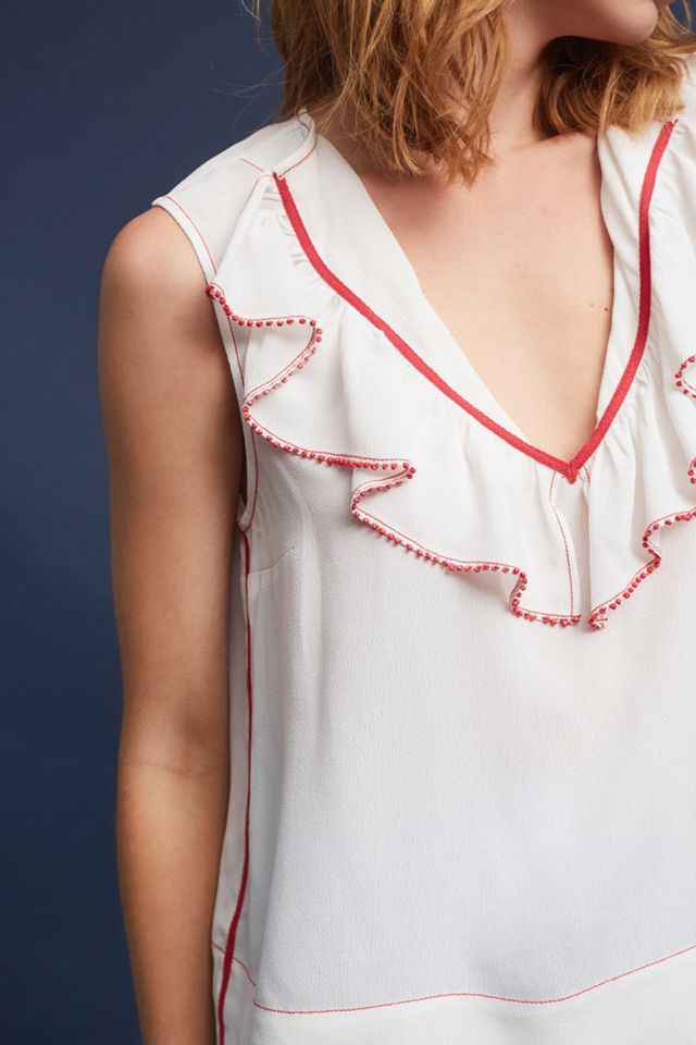Ruffled V-Neck Shell #2