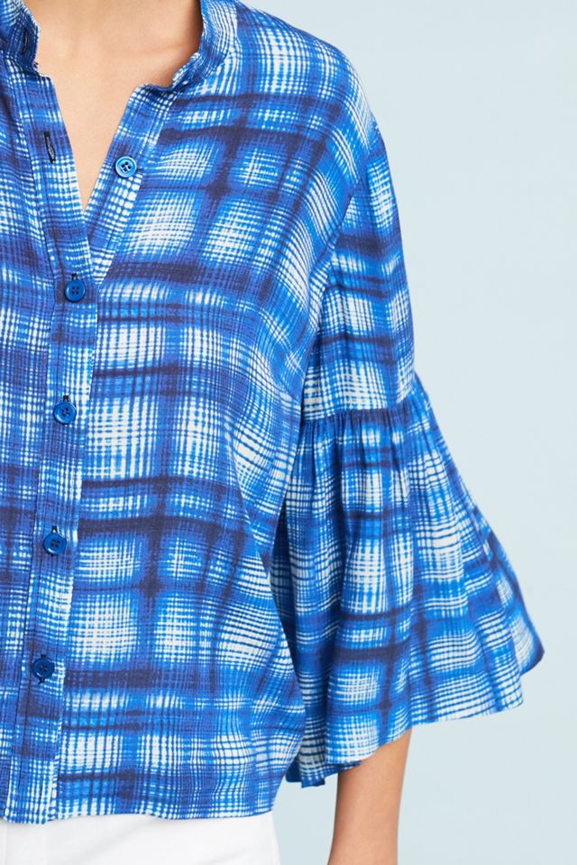 Plaid Bell-Sleeved Buttondown #2