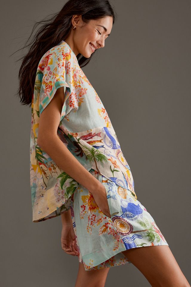 Chemise manches courtes imprimé lin Kachel #3