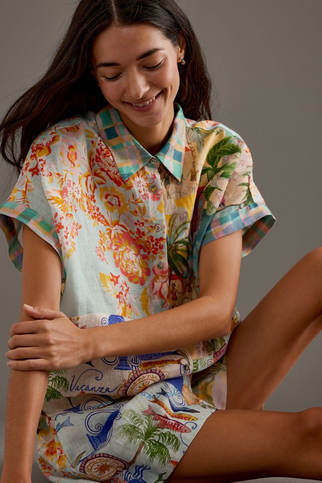 Chemise manches courtes imprimé lin Kachel #4