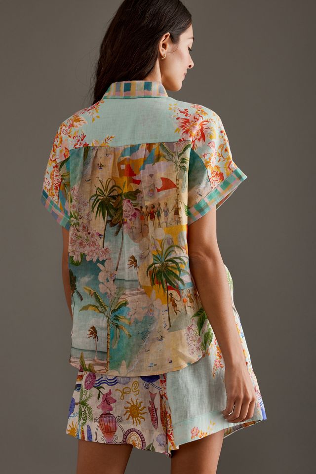Chemise manches courtes imprimé lin Kachel #1