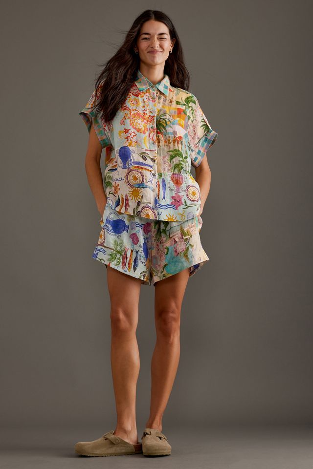 Chemise manches courtes imprimé lin Kachel #2