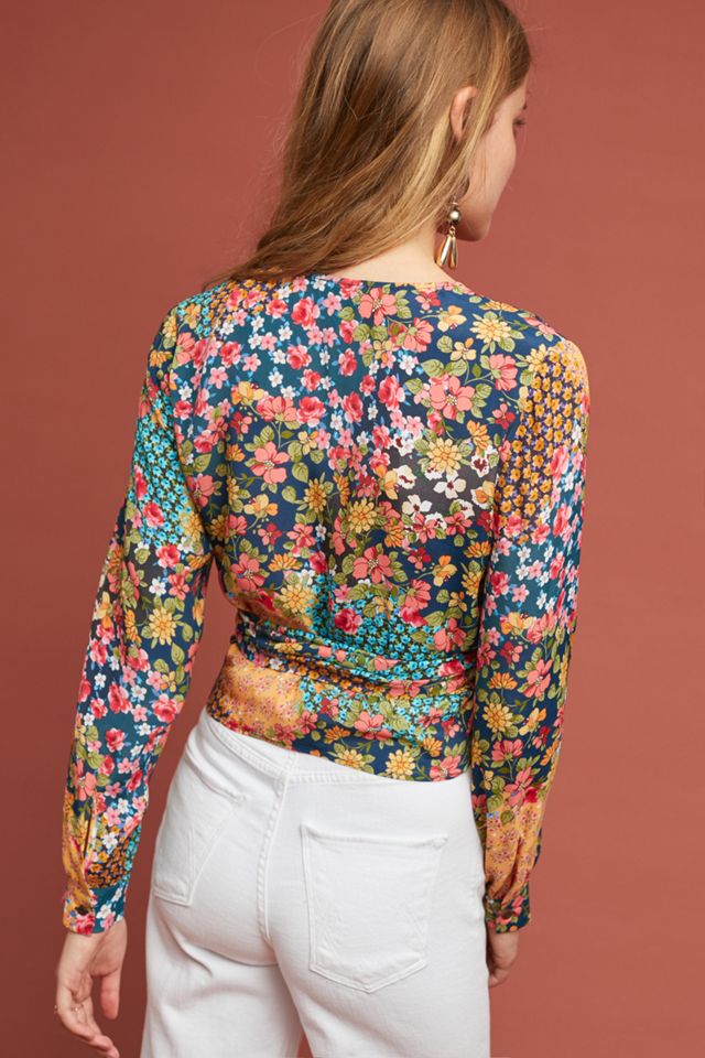 Floral Patchwork Wrap Top #1