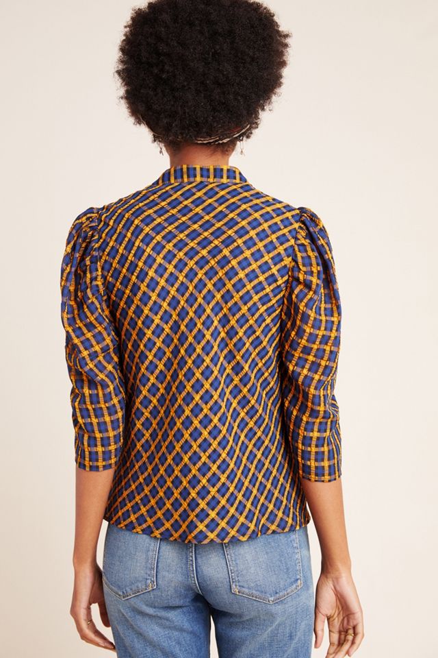 Textured Plaid Blouse #1