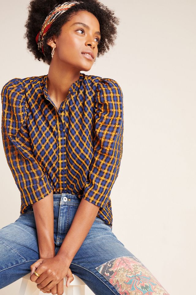 Textured Plaid Blouse #3