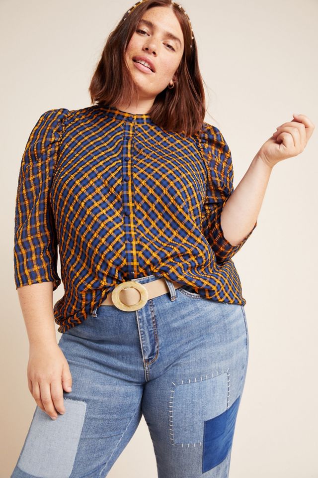 Textured Plaid Blouse #7