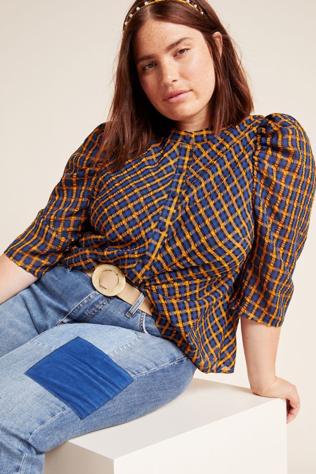 Textured Plaid Blouse #4
