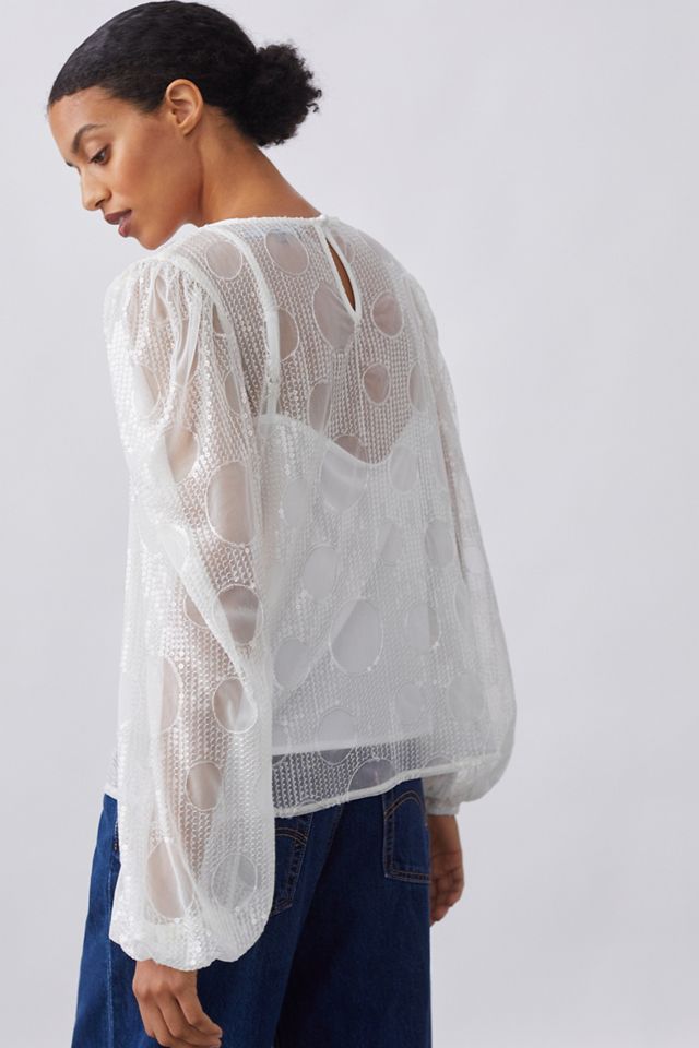 Eva Franco Sheer Sequined Blouse #3