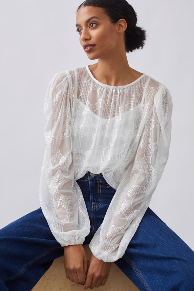 Eva Franco Sheer Sequined Blouse #5