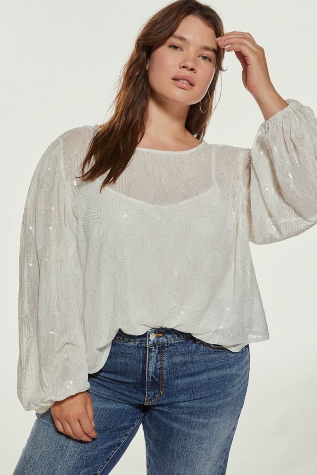 Eva Franco Sheer Sequined Blouse #6