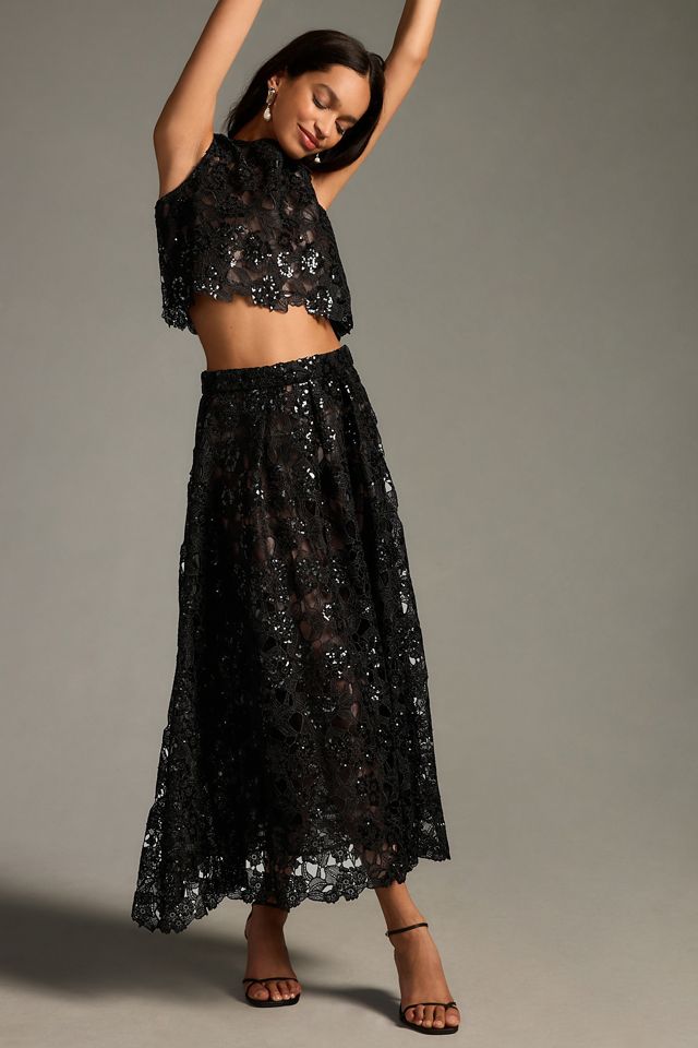 Eva Franco Sheer Embroidered Sequin Tank Top #2