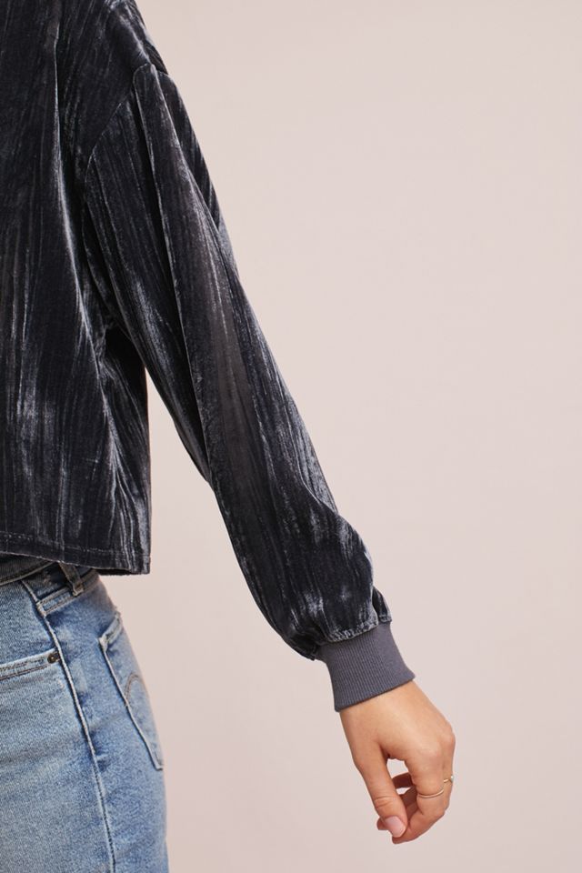 Velvet Cropped Sweatshirt #1
