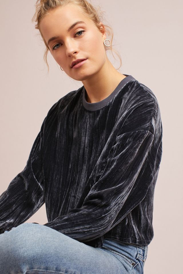 Velvet Cropped Sweatshirt #2