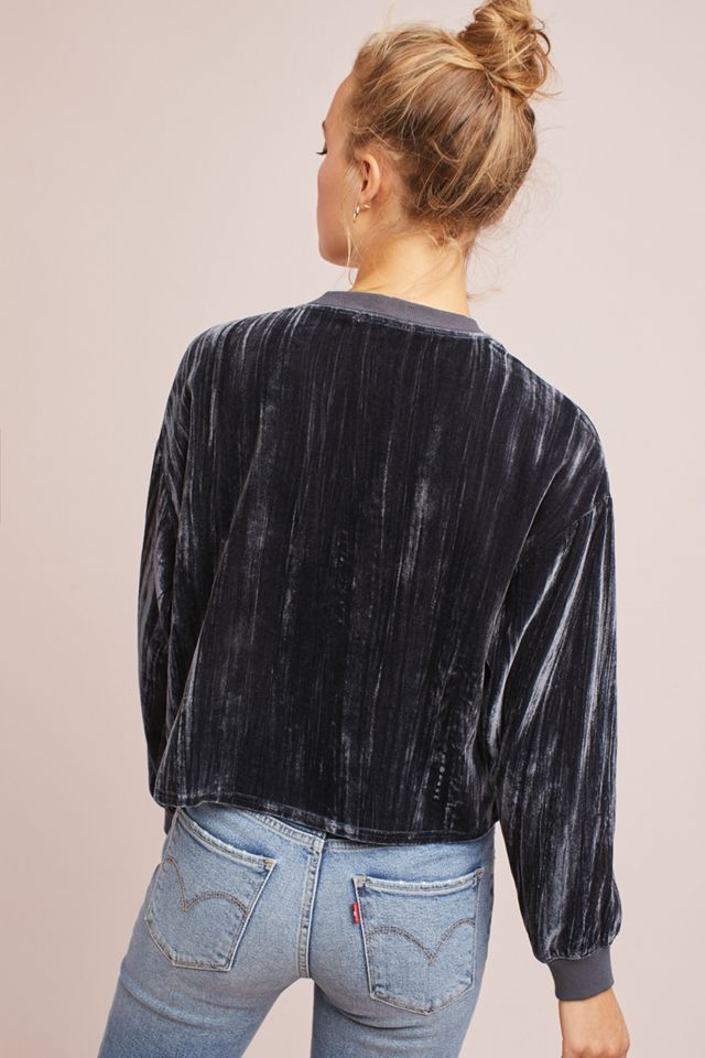 Velvet Cropped Sweatshirt #3