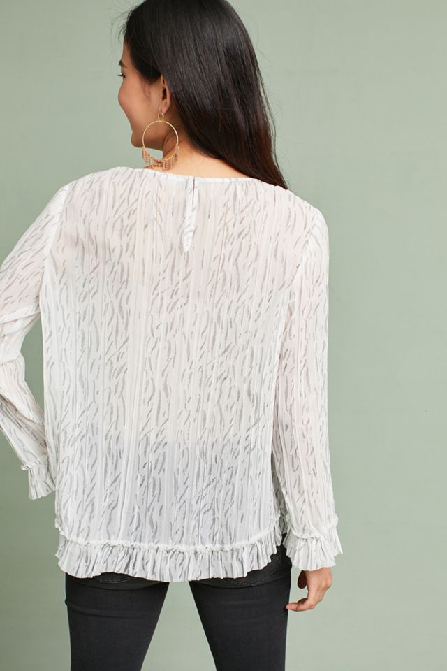Pleated Ruffled-Hem Blouse #2