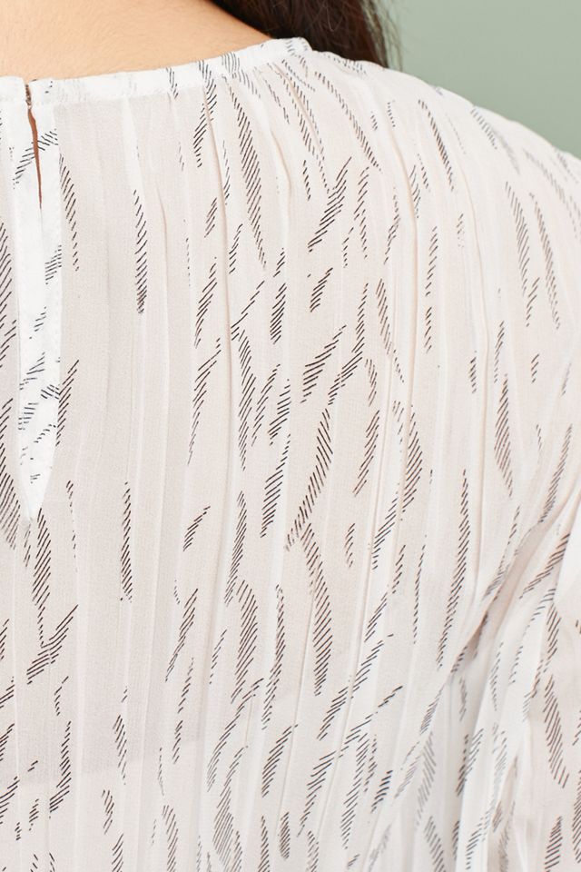 Pleated Ruffled-Hem Blouse #3