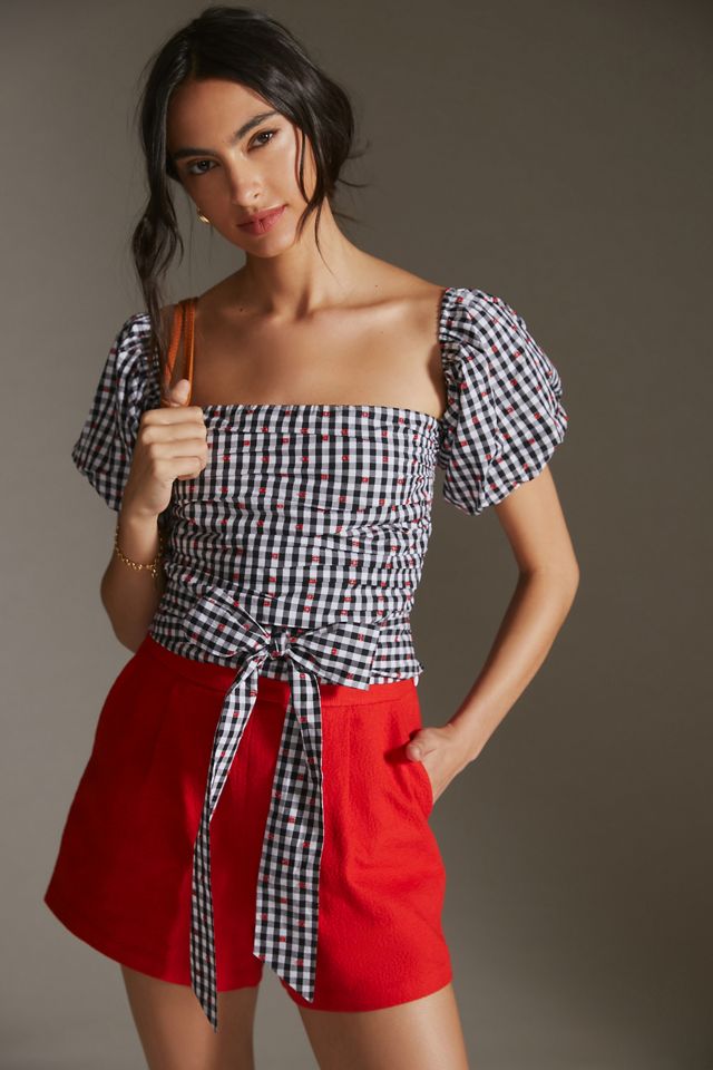 Dolan Left Coast Gingham Puff-Sleeve Shirt #1