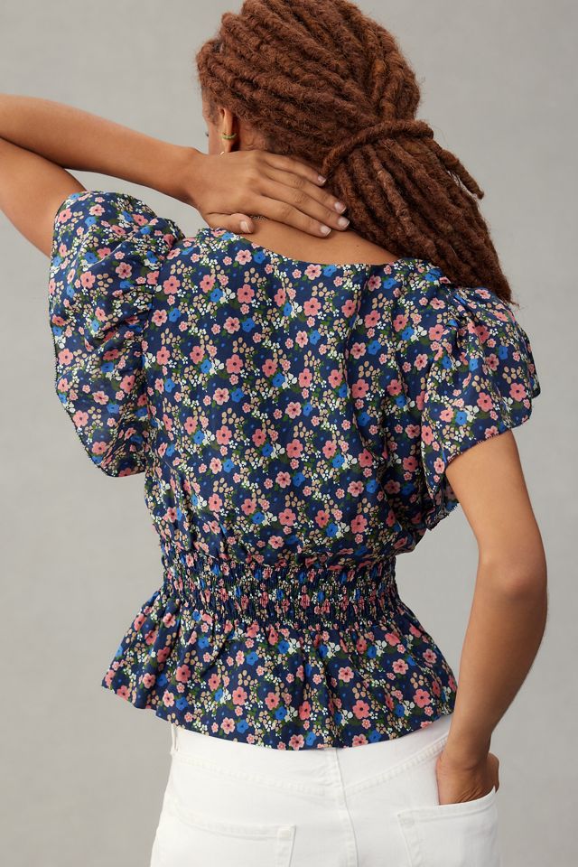 Birds of Paradis by Trovata Paloma Smocked-Waist Blouse #1