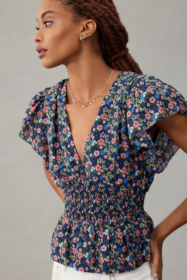 Birds of Paradis by Trovata Paloma Smocked-Waist Blouse #2