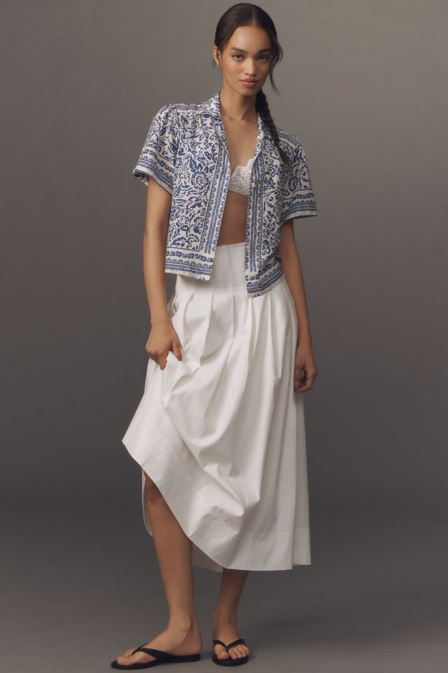 TROVATA Helene Cotton Silk Short-Sleeve Buttondown Shirt #4