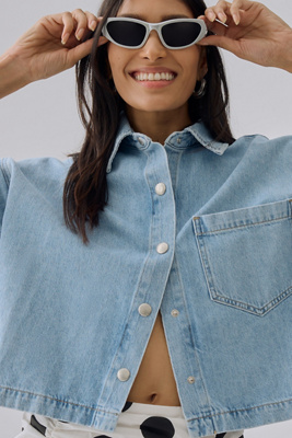 Agolde Rona Box Shirt In Blue