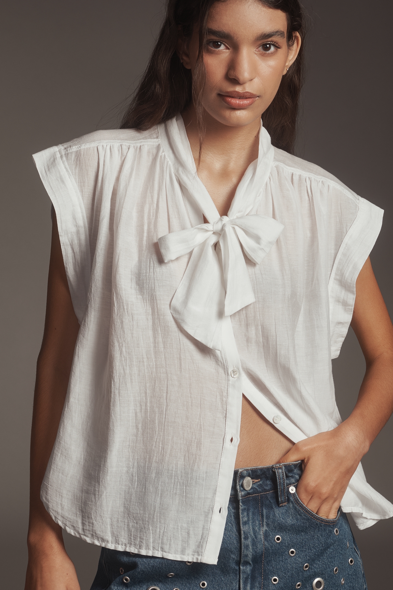 Citizens of Humanity Penny Silk Blend Tie-Neck Blouse