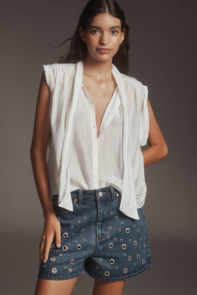 Citizens of Humanity Penny Silk Blend Tie-Neck Blouse #1