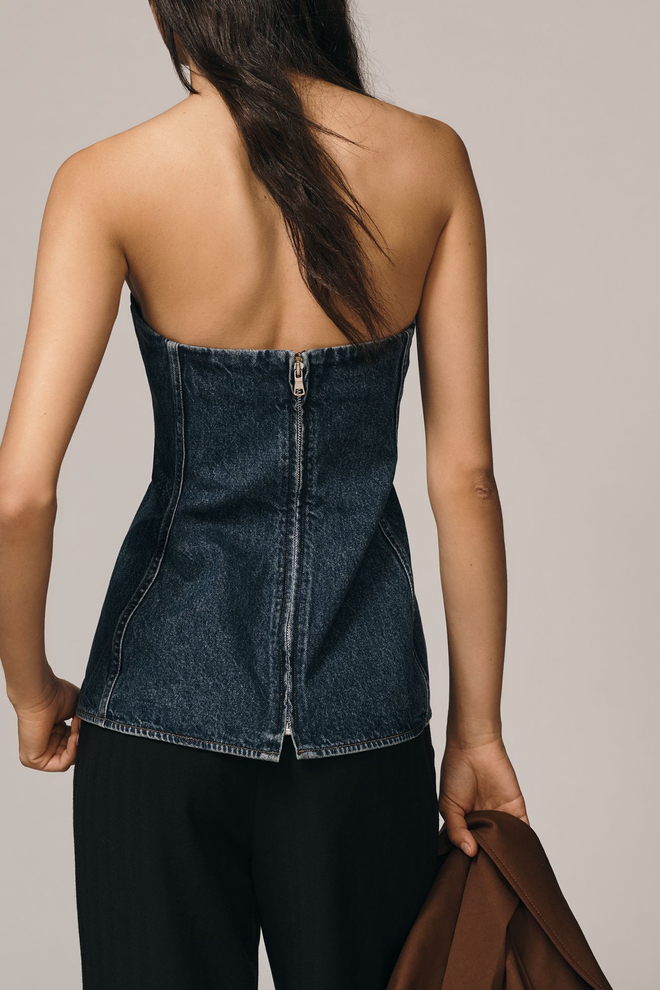 AGOLDE Lara Strapless Denim Corset Top