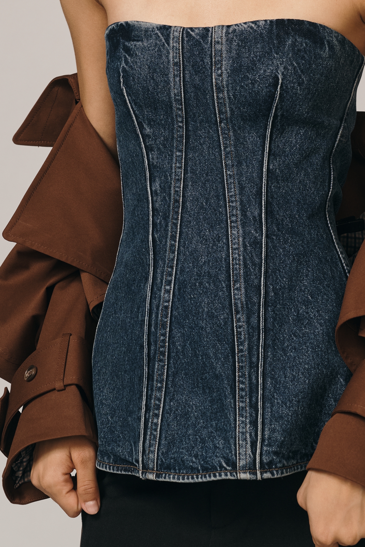 AGOLDE Lara Strapless Denim Corset Top