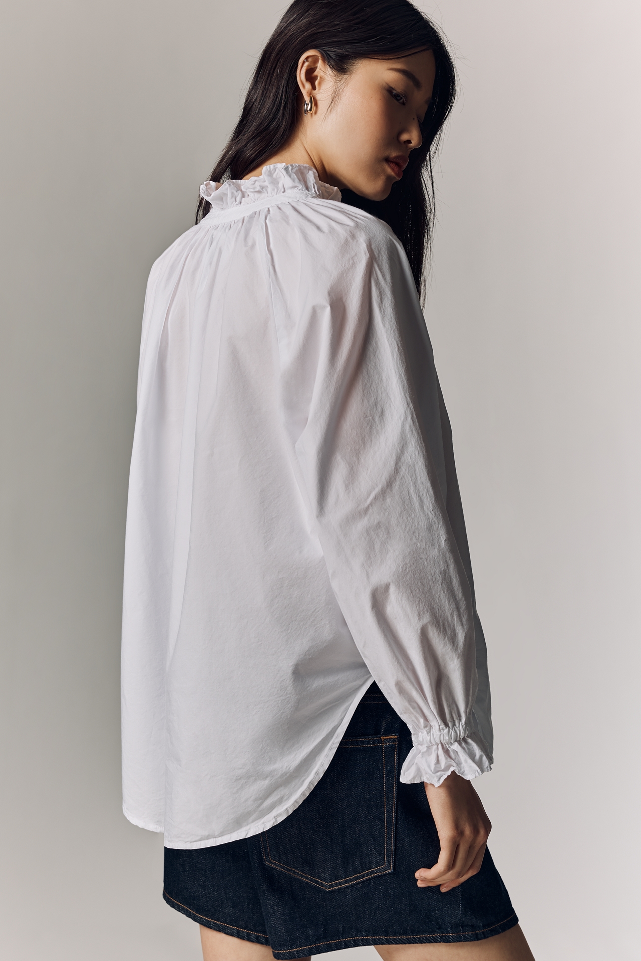 Citizens of Humanity Cotton Loretta Buttondown Ruffle Top