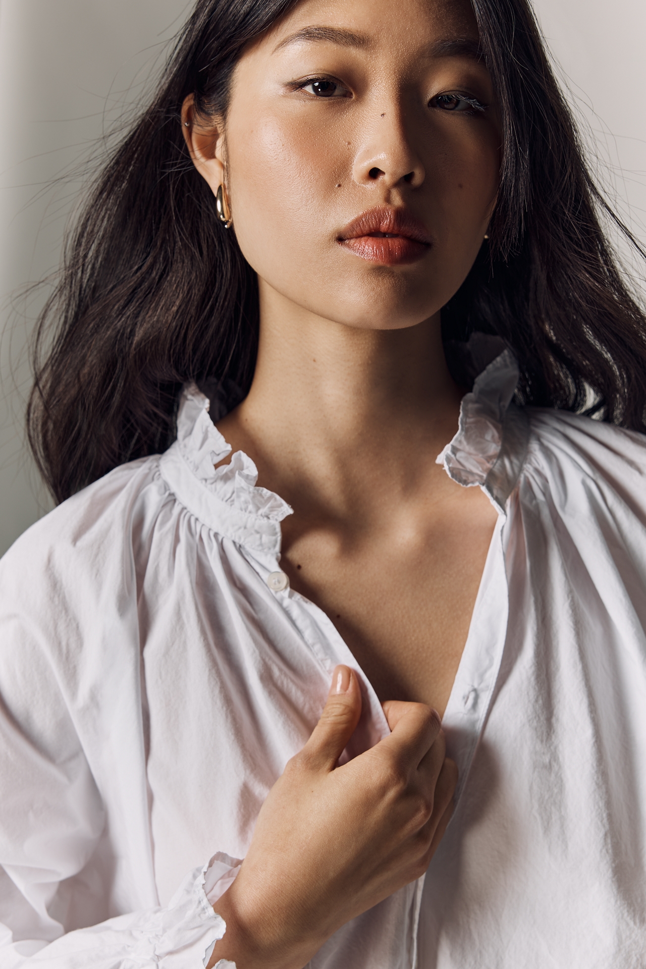 Citizens of Humanity Cotton Loretta Buttondown Ruffle Top