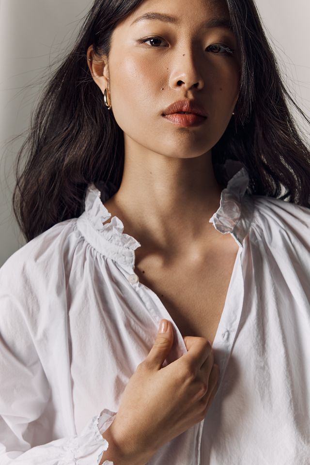 Citizens of Humanity Cotton Loretta Buttondown Ruffle Top