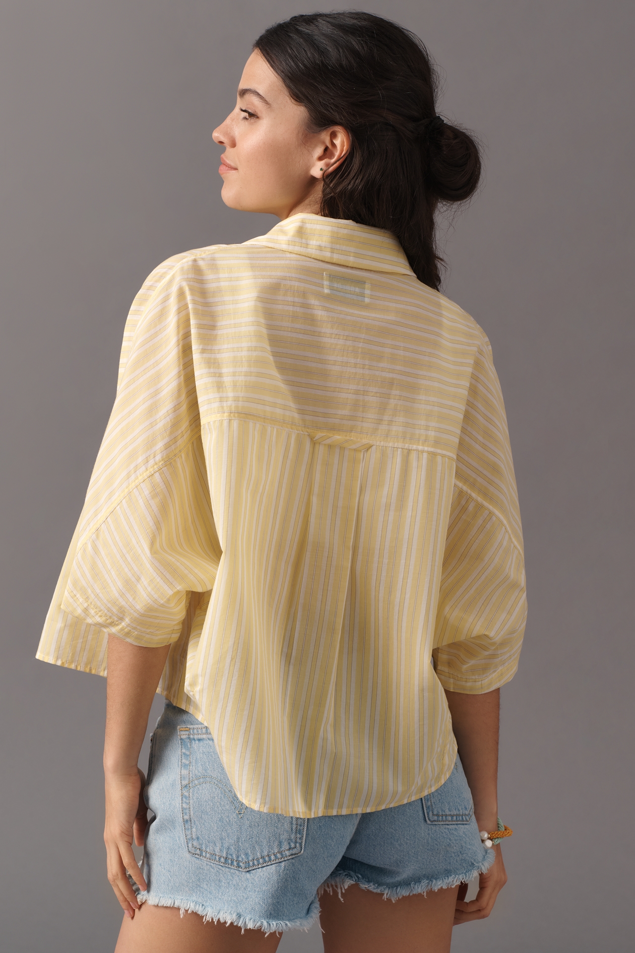 AGOLDE Merrin Short-Sleeve Crop Buttondown Shirt