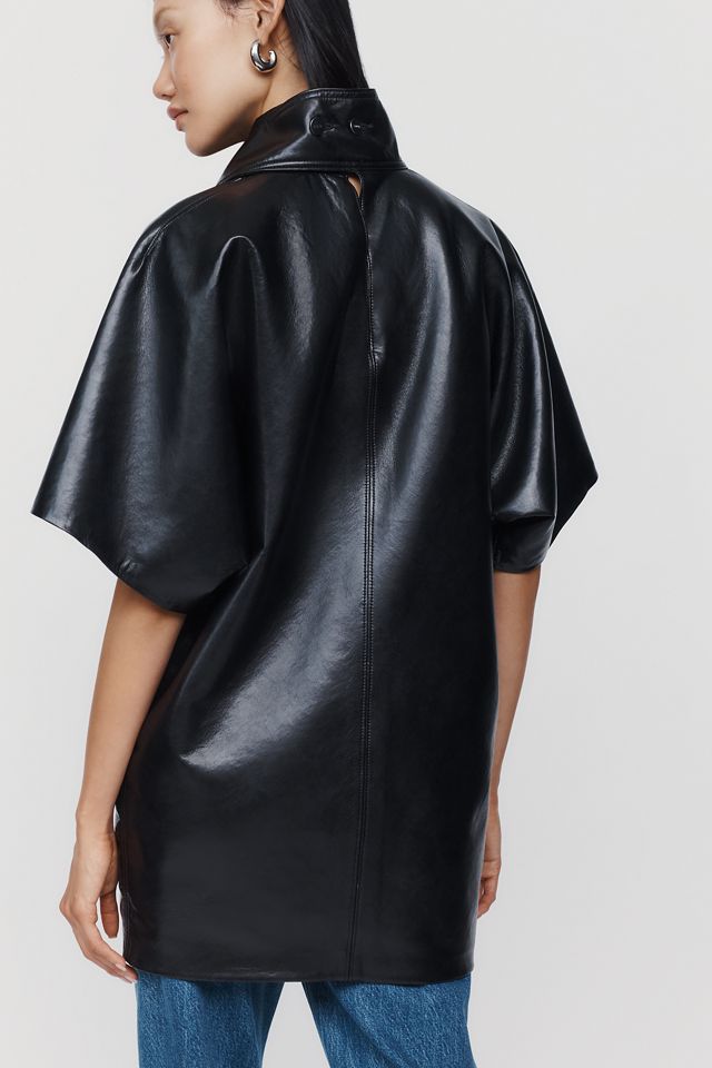 AGOLDE Kembra Leather Blend Funnel Neck Top #1