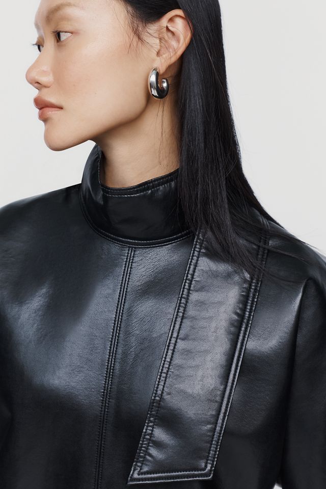AGOLDE Kembra Leather Blend Funnel Neck Top #2