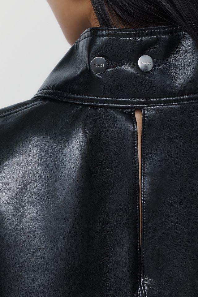AGOLDE Kembra Leather Blend Funnel Neck Top #4