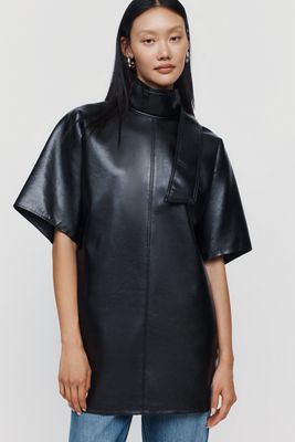AGOLDE Kembra Leather Blend Funnel Neck Top