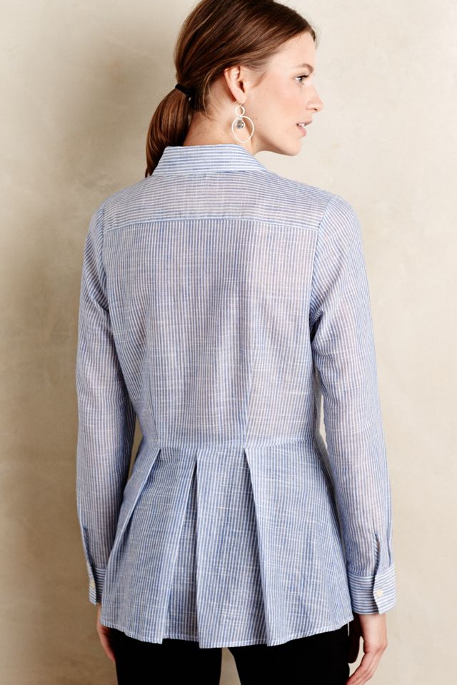 Pleated Peplum Buttondown #1