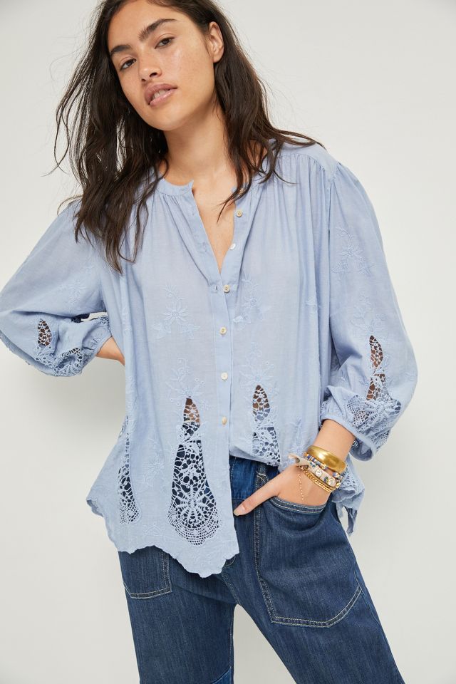 Daisy Embroidered Lace Buttondown | Anthropologie