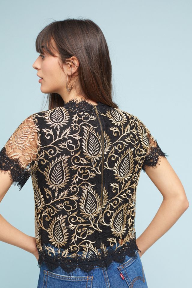 Joyce Metallic Lace Blouse #3