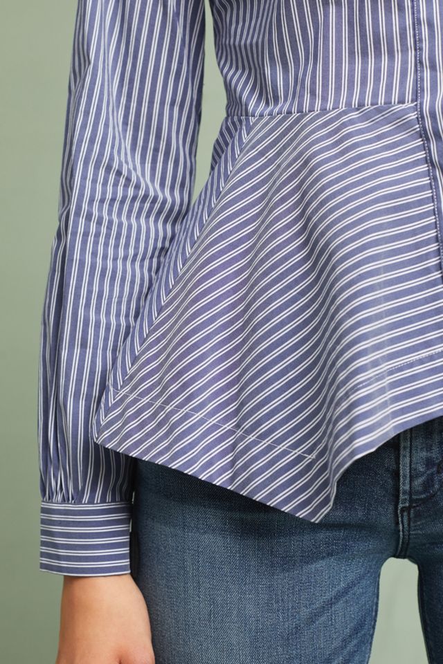 Stripe Cotton Peplum Shirt