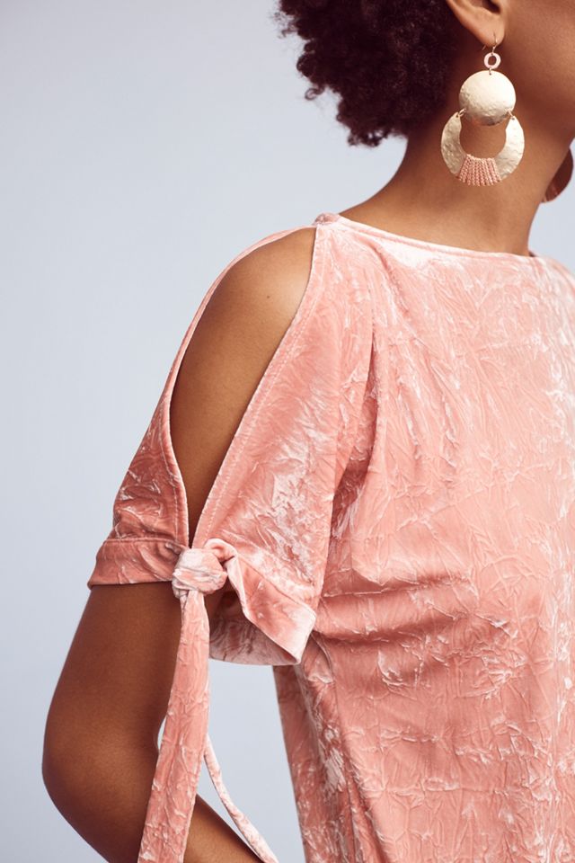 Velvet Open-Shoulder Top #1