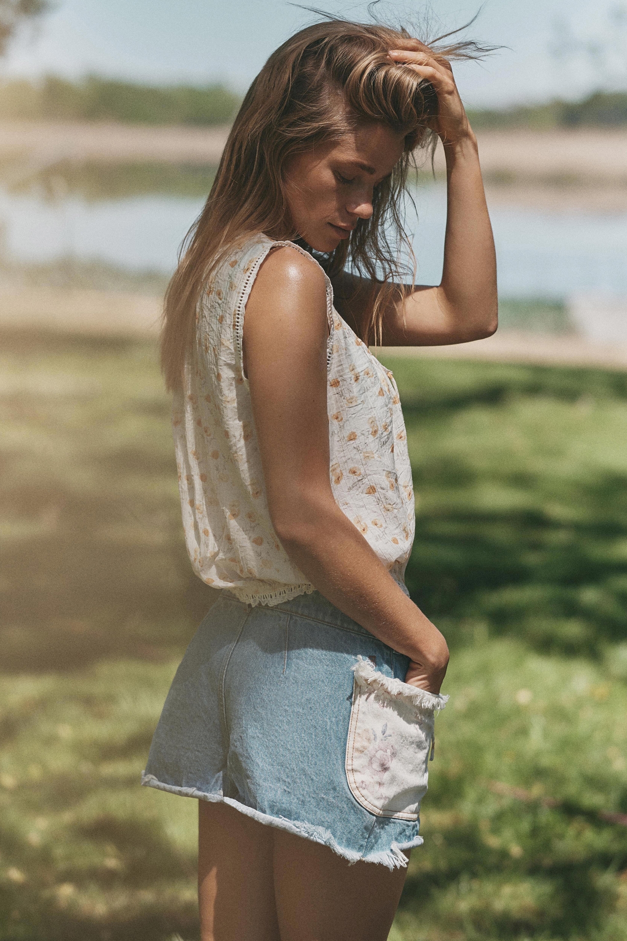 Greylin Edna Floral Eyelet Bubble Tank