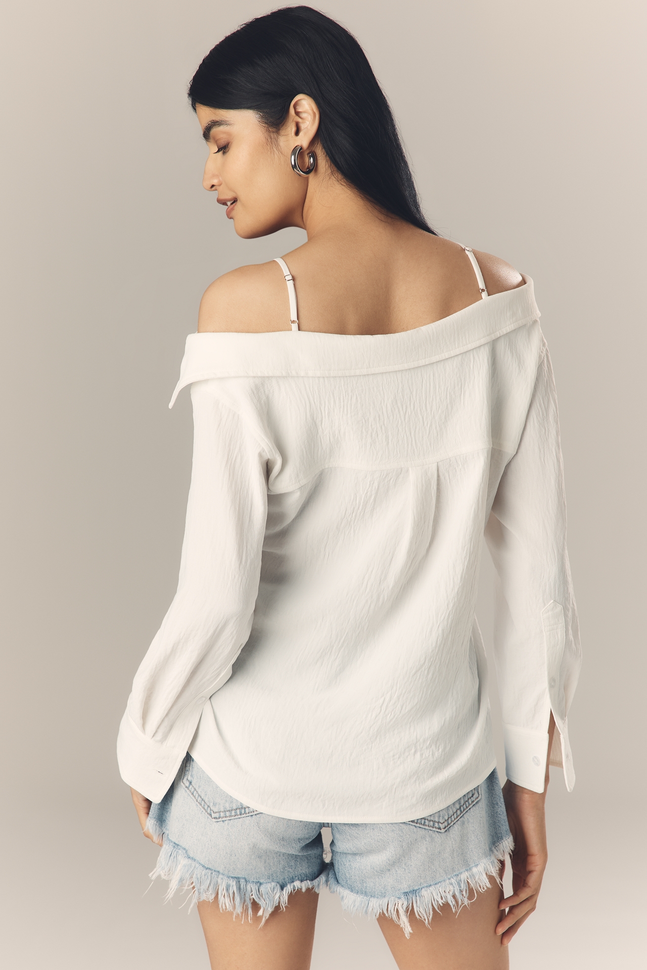 Greylin Zorah Off-Shoulder Buttondown Shirt