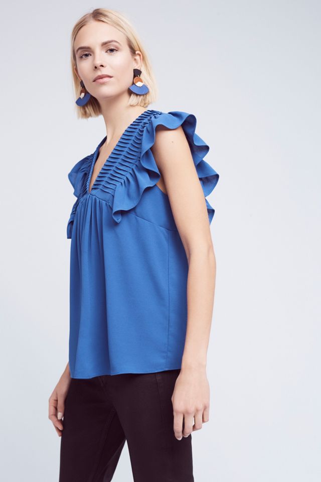 Winged Deep-V Blouse #1
