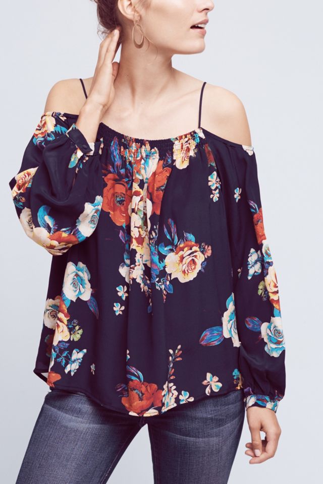 Tallie Open-Shoulder Silk Top #1