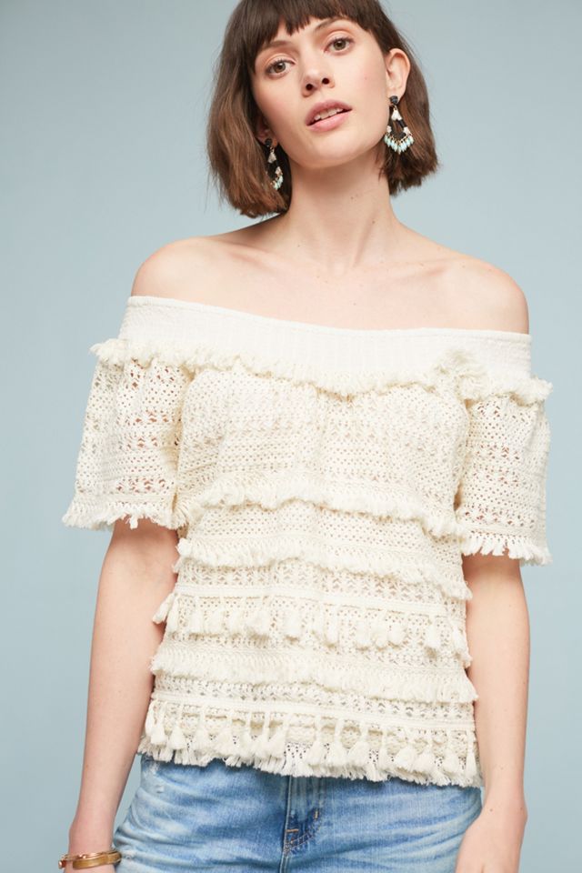 Tasseled Off-The-Shoulder Top